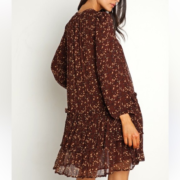 Cleobella Jaslynn Zadia Block Brown Short Mini Dress Tunic Size S Small - Picture 4 of 12